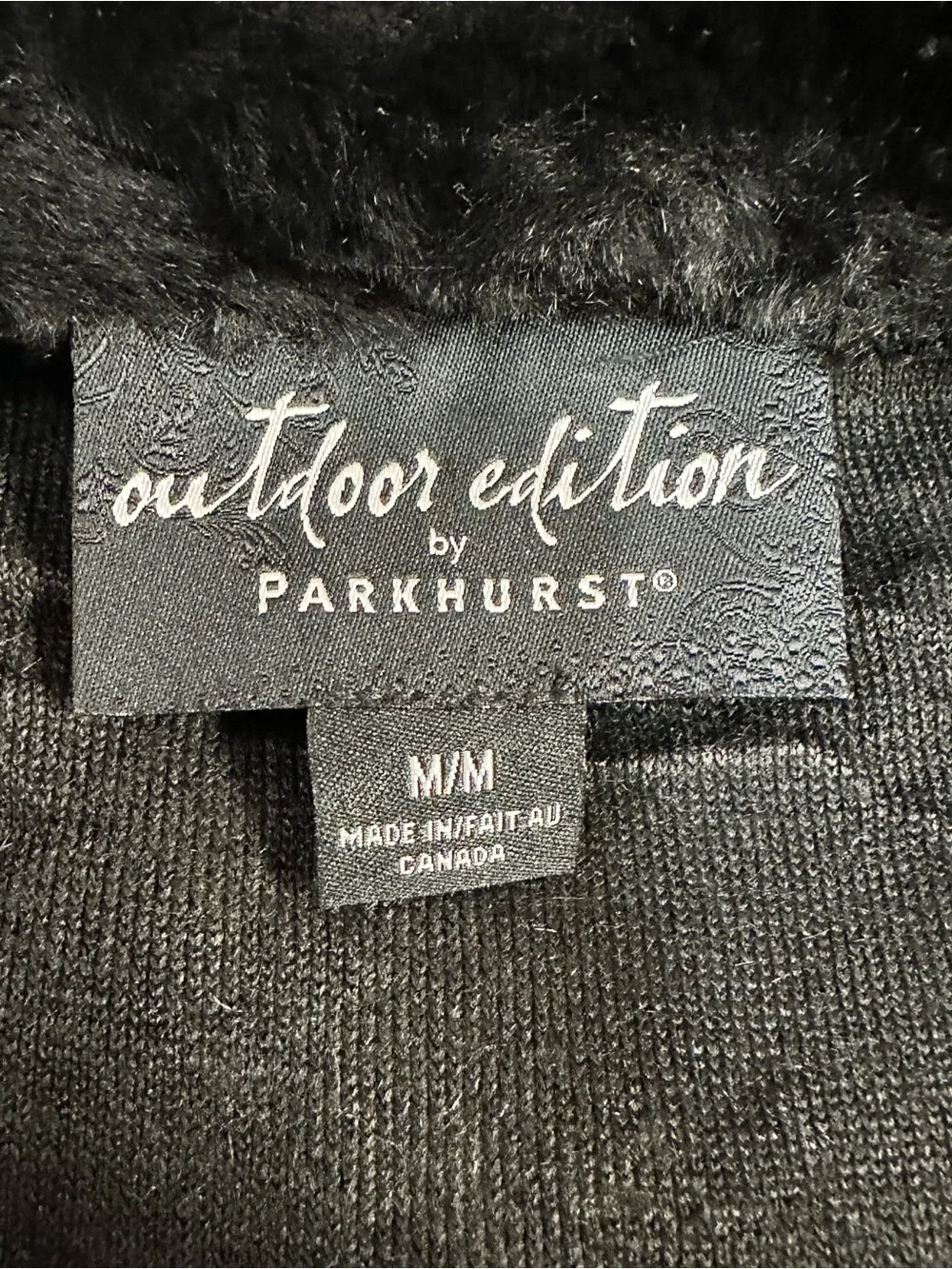 Outdoor Edition Parkhurst Black Faux Fur Hook Front Vest Boho Glam Medium